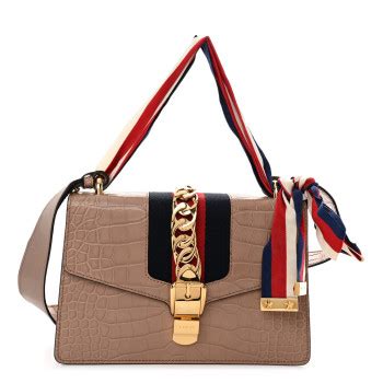 gucci small alligator sleeve|GUCCI Alligator Small Sylvie Shoulder Bag Beige .